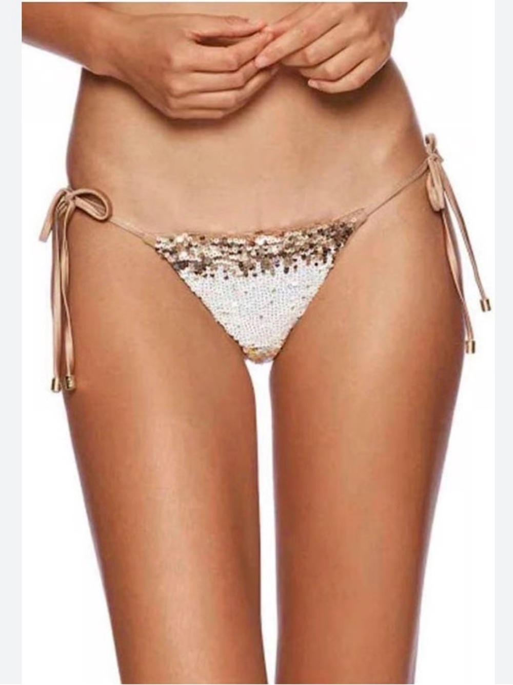 Sequin Triangle Bikini Bottom - Cream/ Gold/Bronze ombré